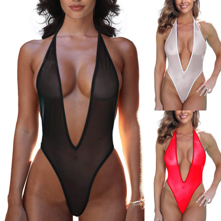 Perspective Micro One Piece Lingerie Deep V See Through Swimwear
