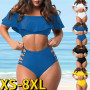 Women Printed Loose Size Bikini Set /High Waist Swimwear