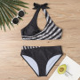 Women Sexy Stripe Print Two Piece Bikini Set/Plus Size