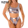 Women Sexy Bikini Lingerie Set /Metallic Shiny Swimsuit