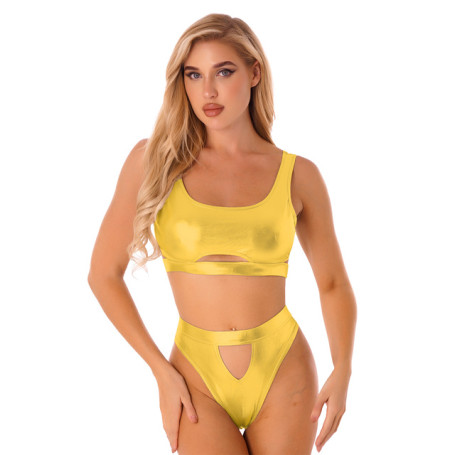 Women Sexy Bikini Lingerie Set /Metallic Shiny Swimsuit