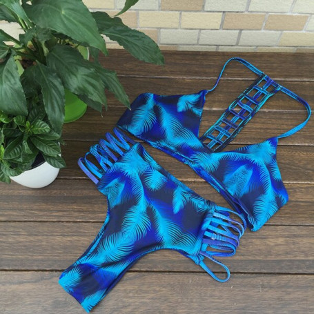 Women Suimsuit High Neck Halter Bikinis Padded Bikini  Push Up Bra Reversible Top Bottom