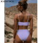 Swimwear Women  Ribbed Bathing Suit Female/ High Waist Bikini Women's Swimsuit