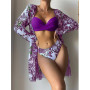 2 Pieces Women's  Swimsuit With Printed Cover