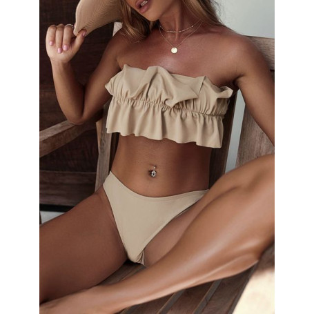 New Sexy Fashion Hot Spring Bikini Solid Color Backless Swimsuit