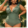Plus Size One Piece Swimsuits For Women Ruffled Tummy Control