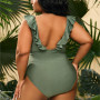 Plus Size One Piece Swimsuits For Women Ruffled Tummy Control