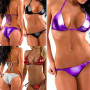 Women\'s Fashion Metallic Bikini Top + Bottom Beachwea/Stripper Wear