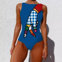 Sexy Print One Piece Swimsuit Closed Large Size Swimsuit