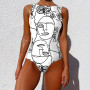 Sexy Print One Piece Swimsuit Closed Large Size Swimsuit