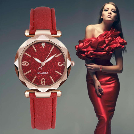 Clock Dress Women Watches Wrist Watch Leather Band Rhinestone Luxury Brand