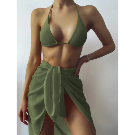 3 Pieces Bikini Set Halter Swimsuit Women's Swimming Suit