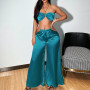 Lady Chain Halter Wide Leg Pants Sexy Set Camisole