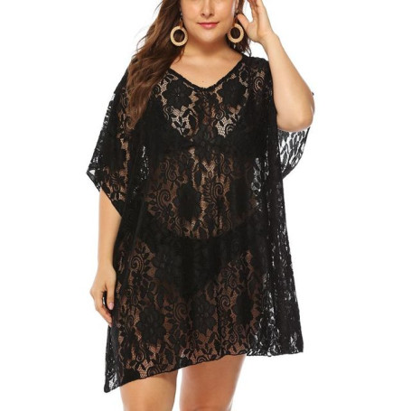 Plus Size Casual Lace Beach Long Top