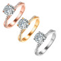 Women Silver Gold Ring Elegant Crystal Rhinestones Ring White Wedding Jewelry