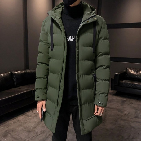 Men Coat Men Long Warm Thick Hood Parkas Jacket