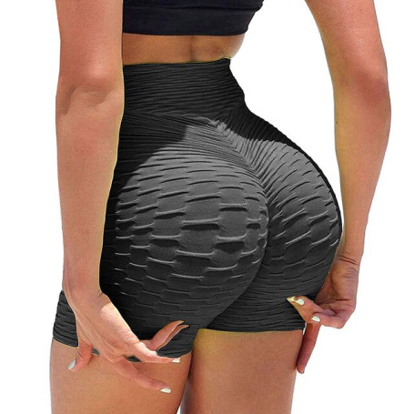 Black 2pc Sexy Yoga Pants Women High Waist Shorts