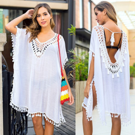 Tassel Beach  for Women/ White Cover Ups Swimwear