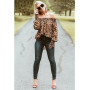 Sexy Style Women Leopard Shirts Off Shoulder long sleeve Blouse
