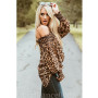 Sexy Style Women Leopard Shirts Off Shoulder long sleeve Blouse