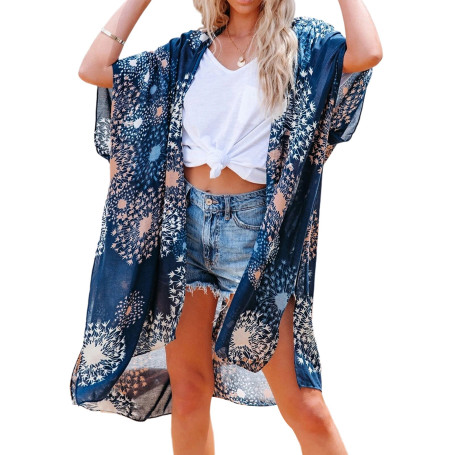 Women Summer Cover-up Half Sleeve Open Front