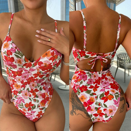 Floral Printed Underwired One Piece Swimsuit Women Swimwear