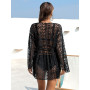 Women's Summer Cardigan Dress White Lace Embroidery Beach Cover Up Long Sleeve
