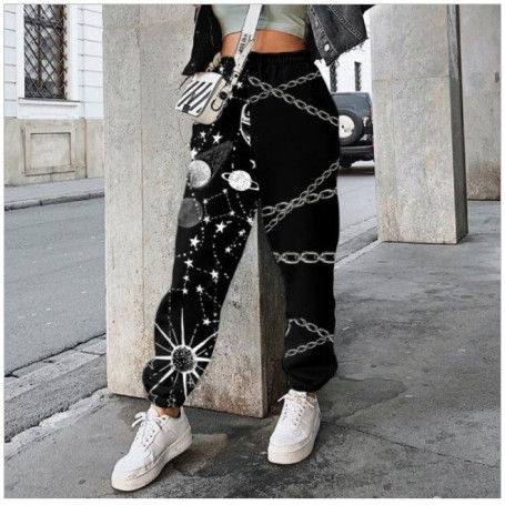 Female Loose Sweatpants Trendy Printed /Joggerpants
