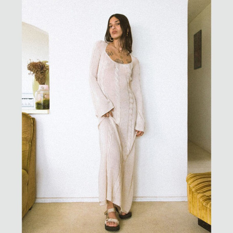 Sexy Knitted Backless Maxi Dress for Women