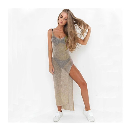 Women Sexy Mesh Beach Dress Sheer Long Cover