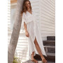 Beach Dress Women White Shirt Tunic Turn Down Collar Summer  Swimsuit Cover Up for Swimwear