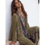 Flowers Embroidery Beach Kimono Holiday Army Green  Swimwear Cover-Up