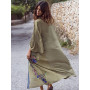 Flowers Embroidery Beach Kimono Holiday Army Green  Swimwear Cover-Up