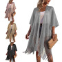 Women Beach Cover Ups Sun Blouse With Long Tassel Decoration