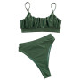 Bikinis Set Summer Swimwears Spaghetti Strap Bikini Tops + High Cut Bottom Bathing Suit