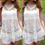 Women White Lace Crochet Beach Dress Bikini Cover-Ups