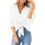 Women's Shirts Long Sleeve / New Blouse V-Neck Loose Cotton