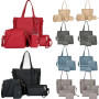 4PCS/Set Women Lady Leather Handbag Shoulder Bags Tote Purse