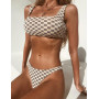 New Style Womens Bandage Push-up Bikini New Ladies Padded Swimsuit Plaid Bathing Suit
