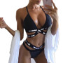 Sexy Women Printed Love Letter Black Bandage Swimwear