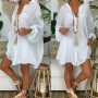 Women's Beach Cover Up Long Sleeve Button Down