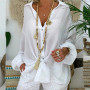 Women's Beach Cover Up Long Sleeve Button Down