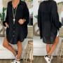 Women's Beach Cover Up Long Sleeve Button Down