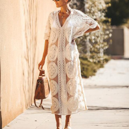 Women Mesh Sheer Lace Bikini Cover-ups See-through