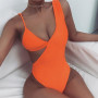 Sexy Asymmetric Solid One Piece Swimsuit