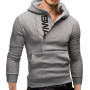 Sports Men Plus Size Slant Zipper Letter Hoodies Long Sleeve Hooded Sweatshirt