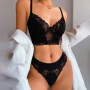 Transparent Bikinis Set Underwear Women Sex Lace Sexy Lingerie Transparente Top Thong Panties Big Size Female Plus Dress Hot Xxl