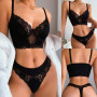 Transparent Bikinis Set Underwear Women Sex Lace Sexy Lingerie Transparente Top Thong Panties Big Size Female Plus Dress Hot Xxl