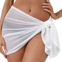 Women Sheer Wrap Knot Cover Up See-through Skirt