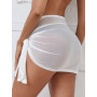 Women Sheer Wrap Knot Cover Up See-through Skirt